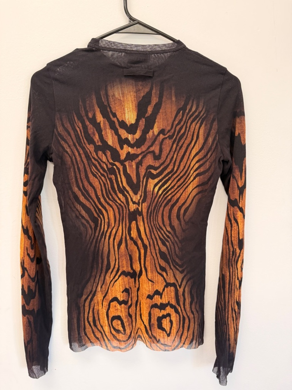 Jean Paul Gaultier Black & Orange Long Sleeve Mesh Top - Picture 2 of 4